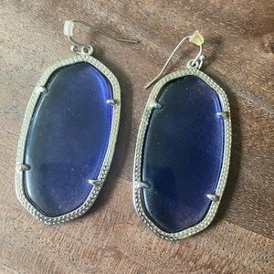 Large Elle Drop Kendra Scott Blue Silver Earrings
